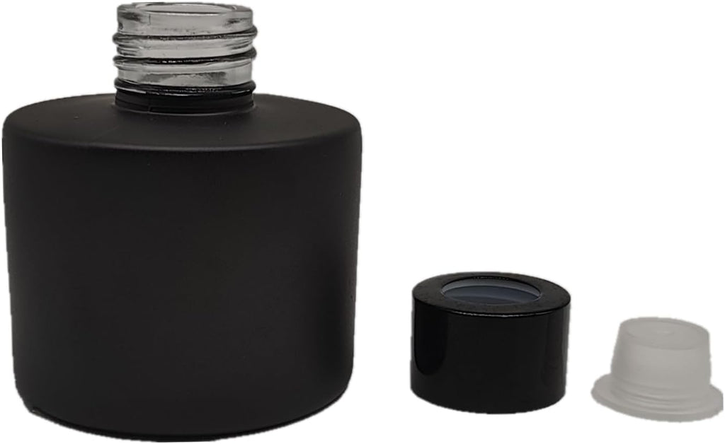 Reed Diffuser Bottle, Empty Matte Black Glass Jar with Black Sticks,Fragrance Replacement Container 100ml(4 - Set of 4