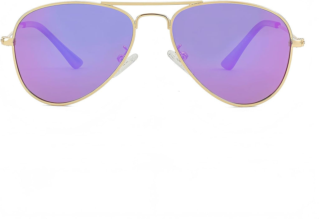 Kids Polarized Aviator Sunglasses for Little Girls Boys Juniors Teenagers, Two Sizes 50MM 52MM