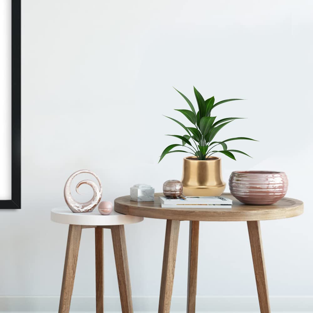 Gold Planter Pot Indoor Ceramic Flower Pots Modern Decorative Large Plant Pot 7.1 inch Gold Brass Planter for All
