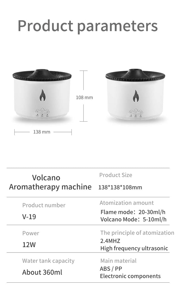 Essential Oil Diffuser, Volcano Diffuser/Humidifier, Flame and Volcano 2 Mist Mosdes, Included 50ML Hotel