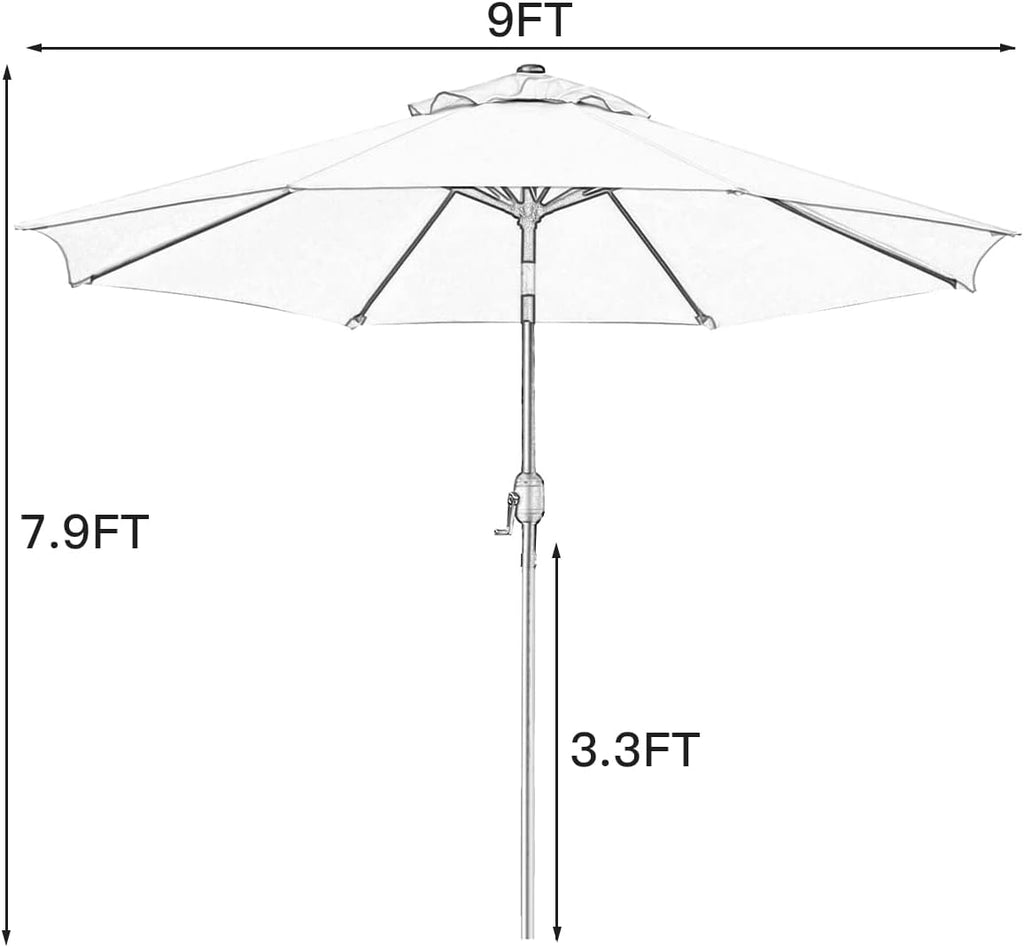 9' Patio Umbrella Outdoor Table Umbrella with 8 Sturdy Ribs