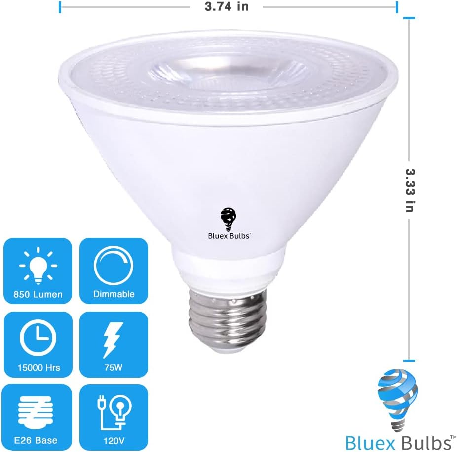 6 Pack PAR30 Short Neck LED Flood Light Bulb 10W 75 Watt Equivalent 850 Lumens Waterproof E26 3000K Warm White Super