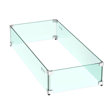 30 x 14 Inches Rectangular Fire Pit Glass Wind Guard