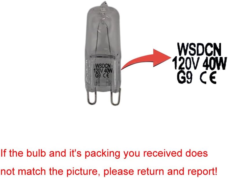 2 Pack WSDCN G9 120 Volt 40W Halogen Oven Lamp 350°C Oven Light Bulb