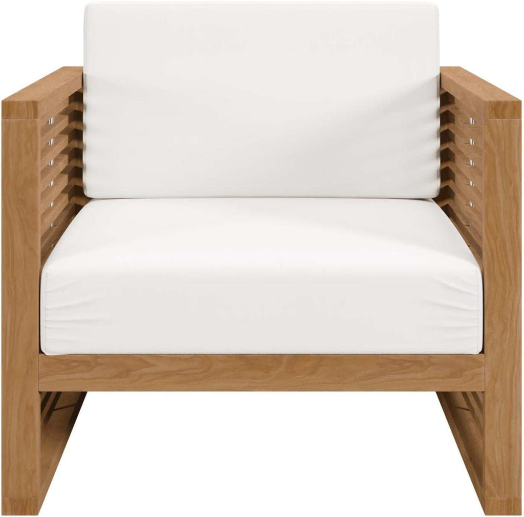 Carlsbad 6-Piece Teak Wood Outdoor Patio Set in Natural/White