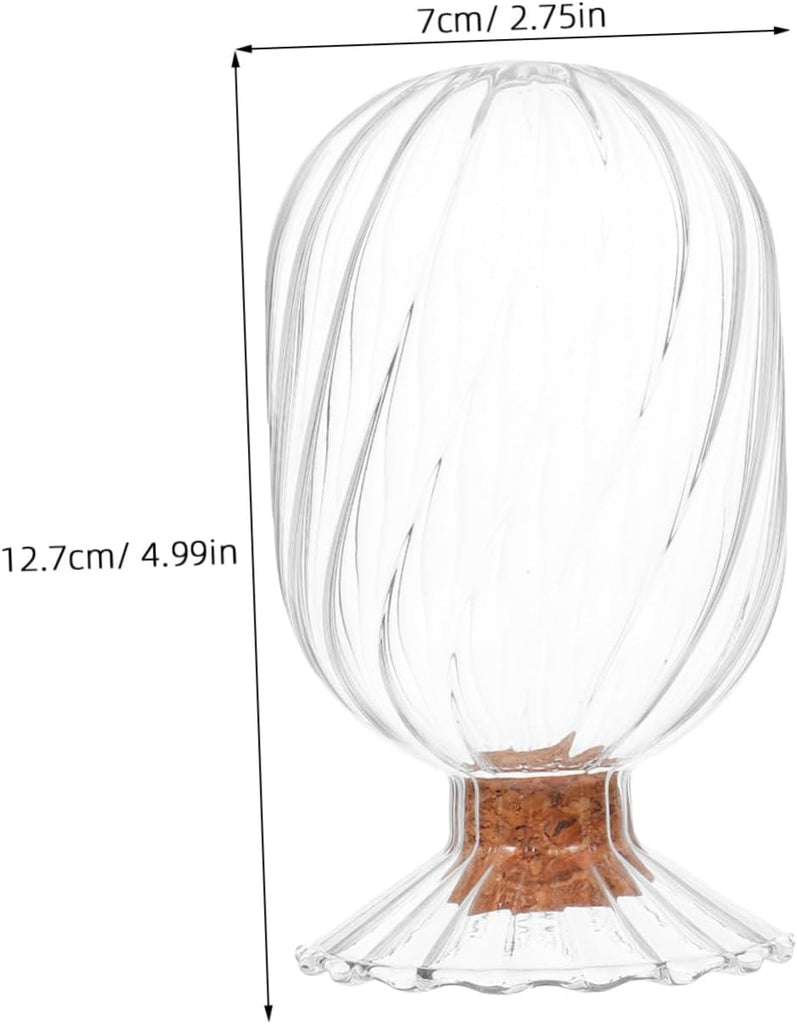 Decorative Glass Match Holder Helix Shaped Cloche with Cork Lid for Striker Stylish Empty Storage Jar Bathroom