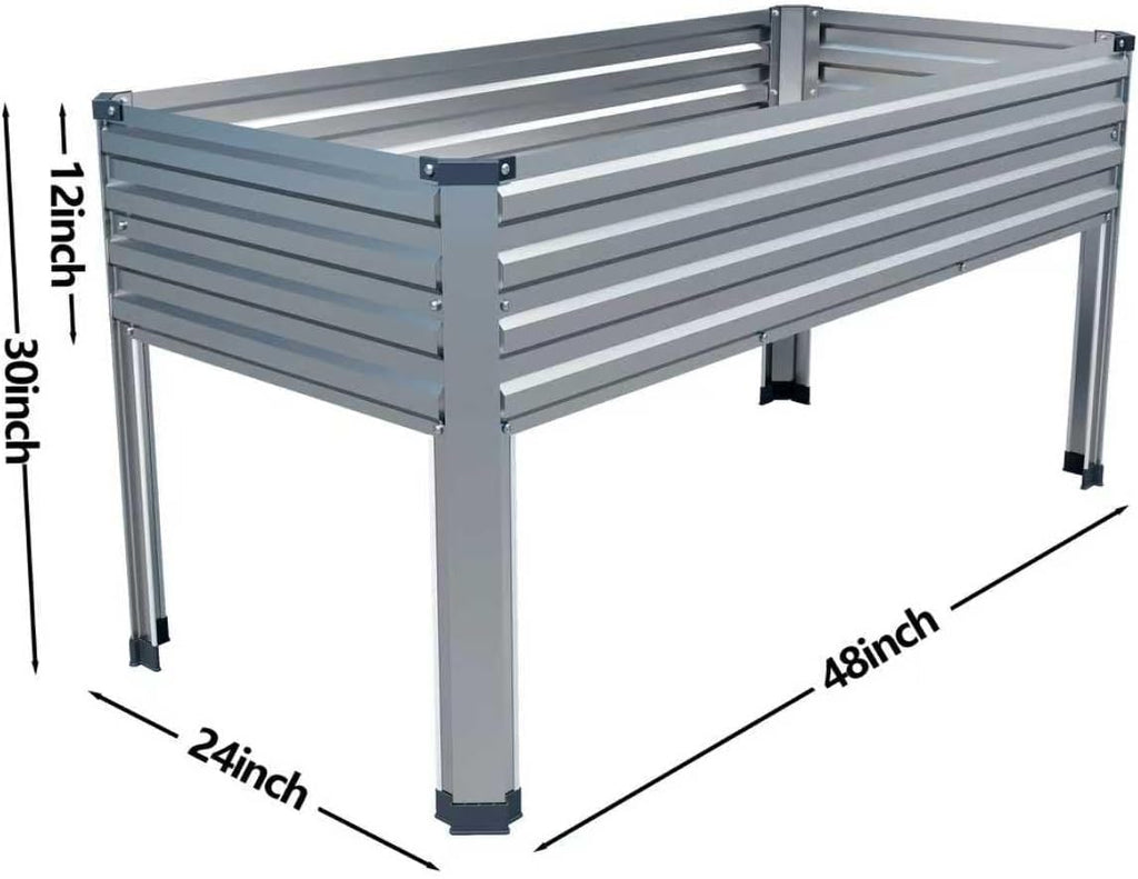 Galvanized Raised Garden Bed with Legs,2PCS 48×24×30in Elevated Planter Box for Backyard,Outdoor Garden, Patio