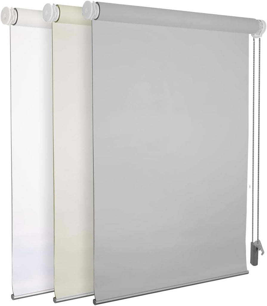 No Drill Blackout Roller Shade , Grey | 100% Light Block / UV Protection / No Tools Install / Easy-Care Fabric / for