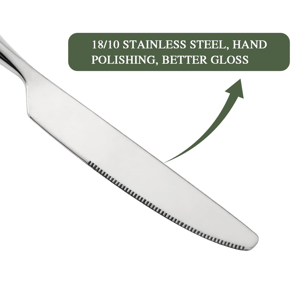 Silverware Set 18/10 Stainless Steel Vintage Flatware Set, 20-Piece Hand Forged Mirror Silver Finish Cutlery