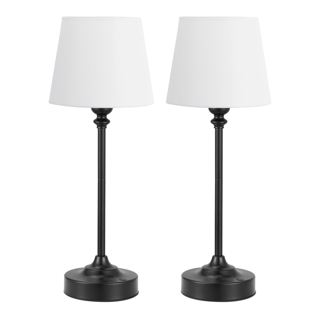 Cordless Table Lamps Rechargeable Set - 2 Pack Black 4000mAH Battery Operated Lamps for Decor, 3000K Stepless Dimming