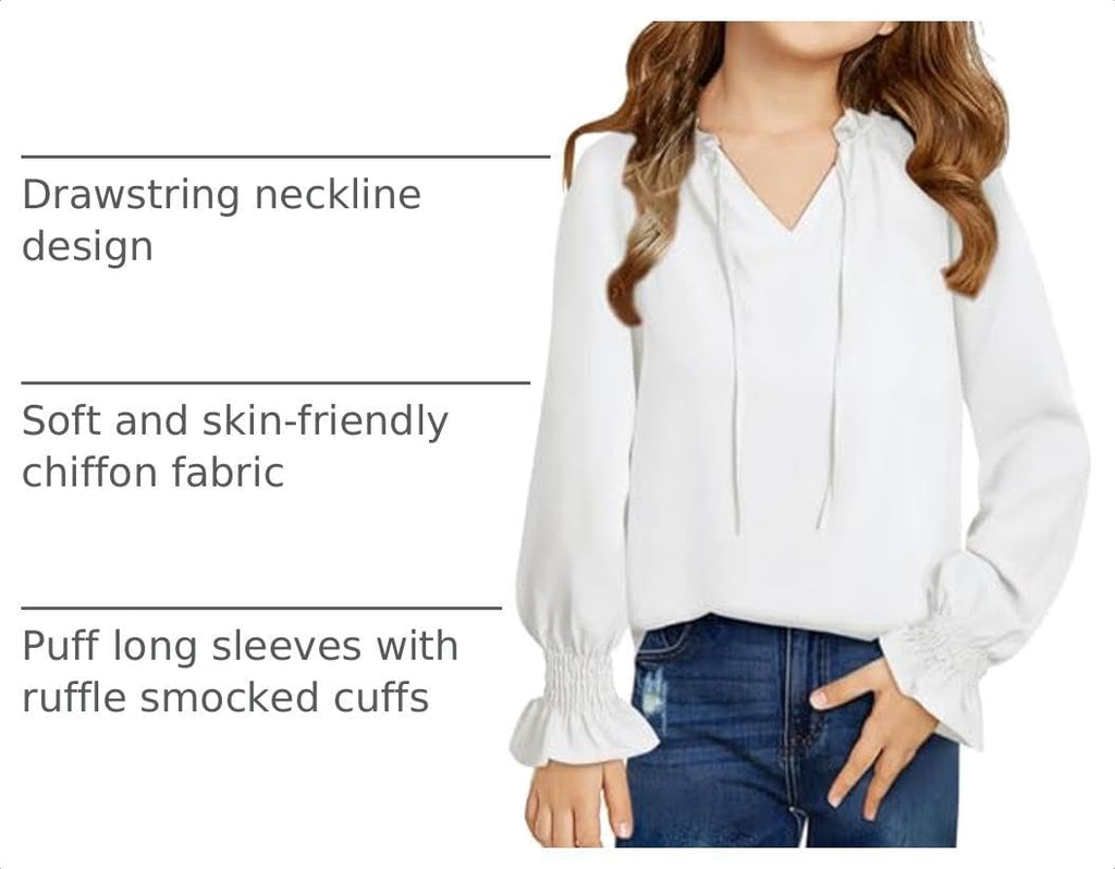 Girls Dress Shirt Long Sleeve Blouse Fall Tops