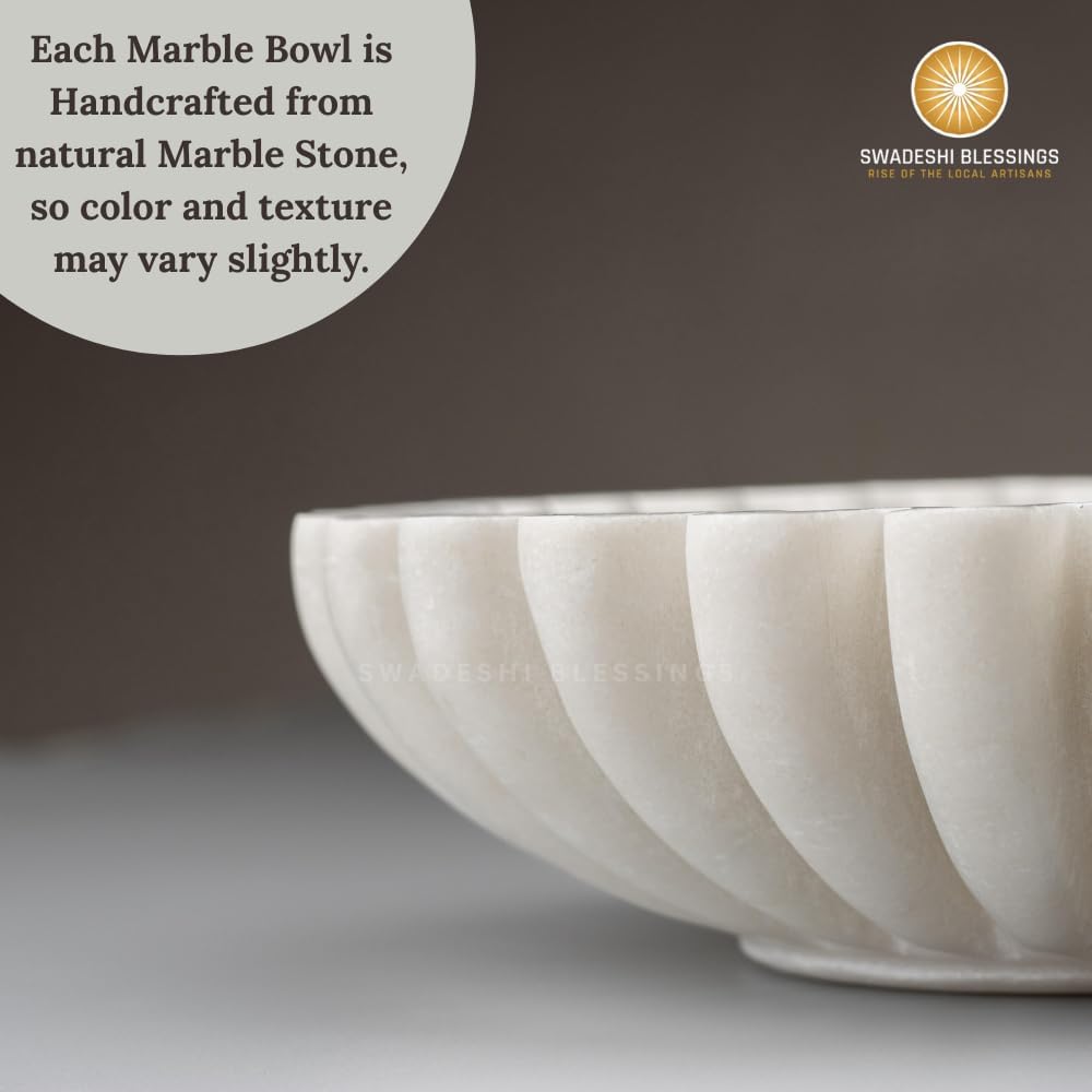 HandCrafted Marble Ruffle Bowl/Antique Scallop Bowl/Fruit Bowl/Vintage Ring Dish/Decorative Flower Dish/HouseWarming