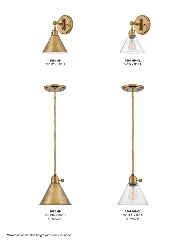 Arti Medium Short Swing Arm Single Light Sconce, Heritage Brass
