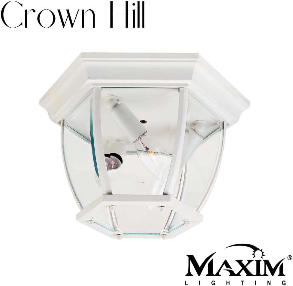 3-Light Ceiling Light | White Finish | Clear Glass Shade | Early American Ceiling Light Fixture