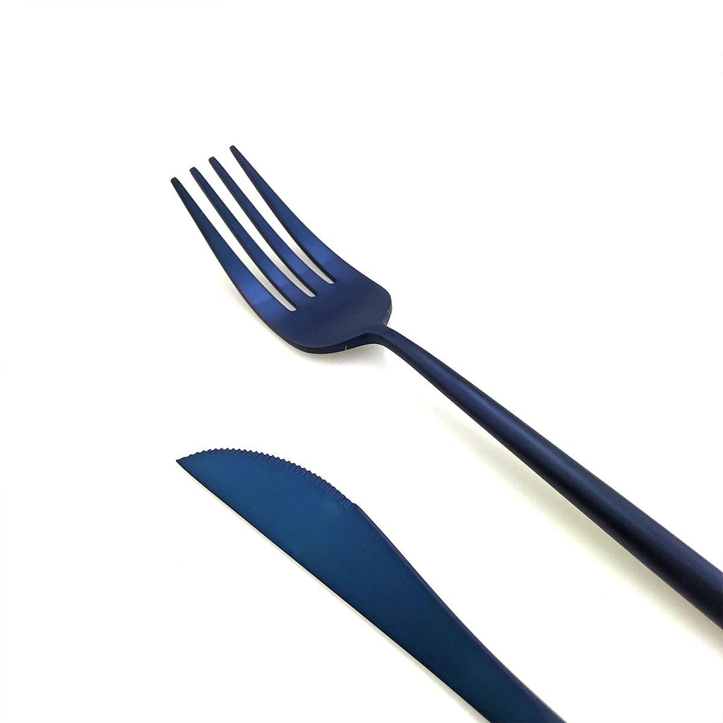 20-Pieces Luxury Blue 18/10 Stainless Steel Flatware Set, Matte Finish, Service for 4