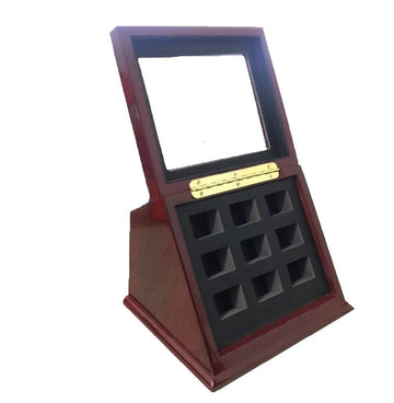 Sports Championship Rings Wooden Display case Shadow Box Without Rings (9 Slots)