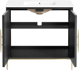 Awaken Bathroom Vanity Cabinet, 36", White Black