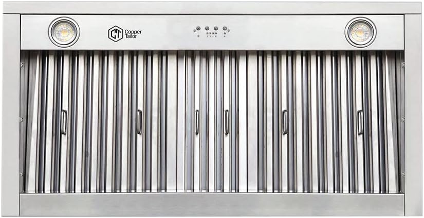 30 Inch Copper Wall Mount Range Hood 610 CFM LED Lights Dishwasher-Safe Baffle Filters