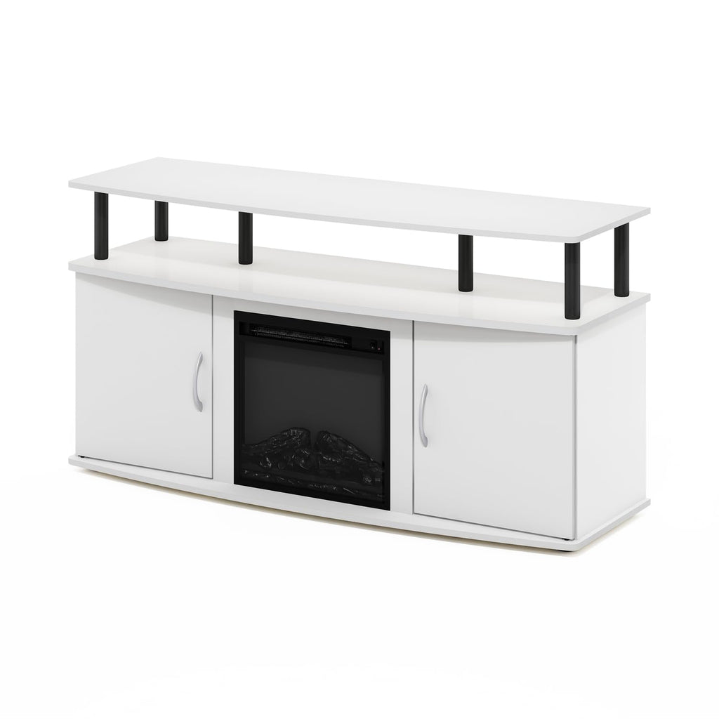 Jensen Fireplace TV Stand, Entertainment Center, TV Console for TV up to 55 Inch with Fireplace and Doors Storage