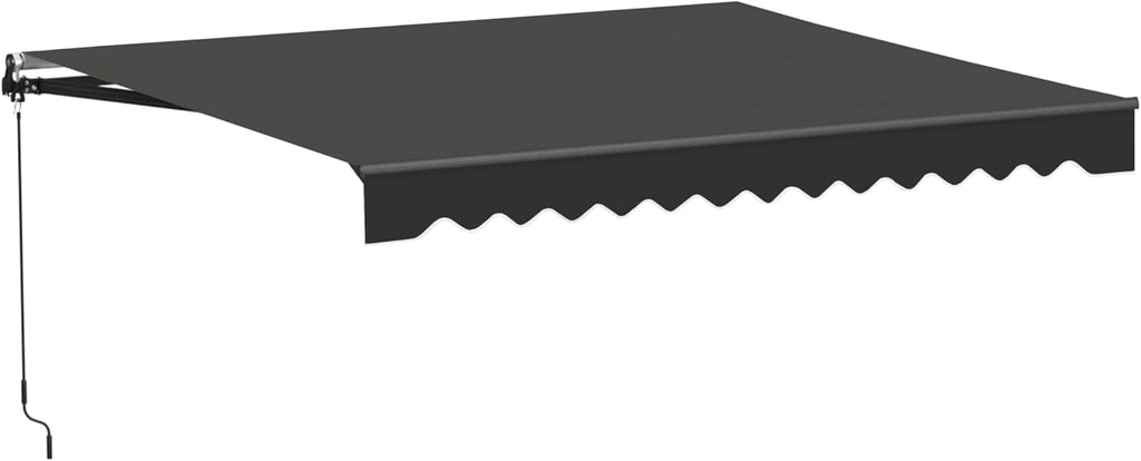 Manual Patio Awning with Black Frame, 13x10 Onyx Black | Hand-crank retractable sunshade, adjustable pitch