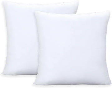 Throw Pillows Insert, White 18x18in Pillow Inserts with 100% Cotton Cover,Bed and Couch Decorative Stuffer - Set of 2