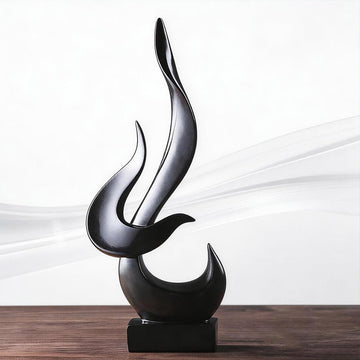 Abstract Flame-Shaped Resin Sculpture, Gold and Silver, Modern Decorative Figurine (Black)