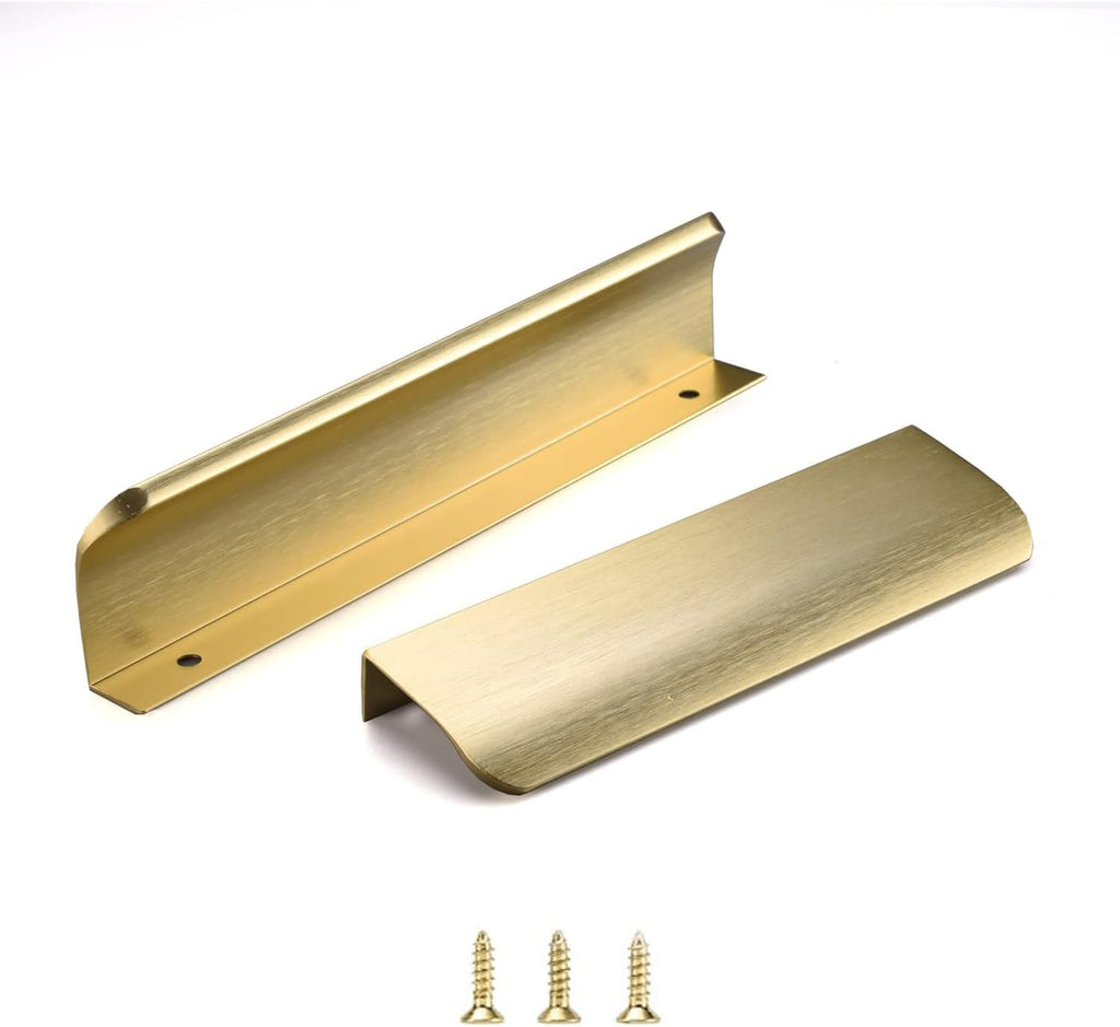 5Pack Edge Finger Pull for Cabinets Kitchen Concealed Aluminum Flat Hidden Bar Pulls Drawer Pulls Easy to Install