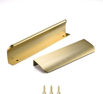 5Pack Edge Finger Pull for Cabinets Kitchen Concealed Aluminum Flat Hidden Bar Pulls Drawer Pulls Easy to Install