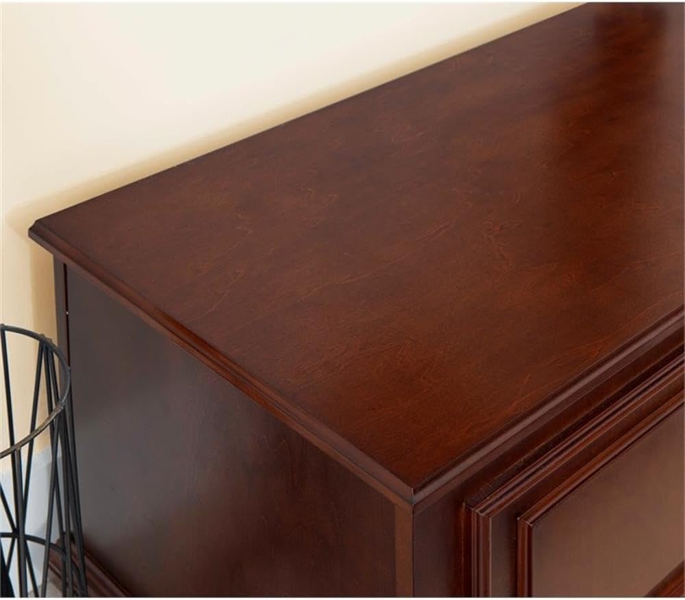 Contemporary MDF Rubberwood Chest, Cherry Finish, 40.5" w x 16.75" d x 18" h, Decorative Molding, Bun Feet, Lined