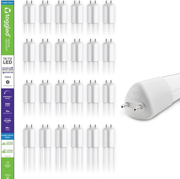 4FT T8 LED Tubes, 16W, 6500K, Dimmable, Type B, 24 Pack (24 Tubes)