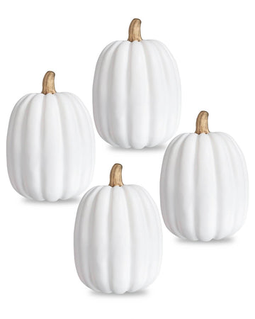 8 Inch White Artificial Pumpkins, 4 Pack Foam Pumpkins for Fall Decor