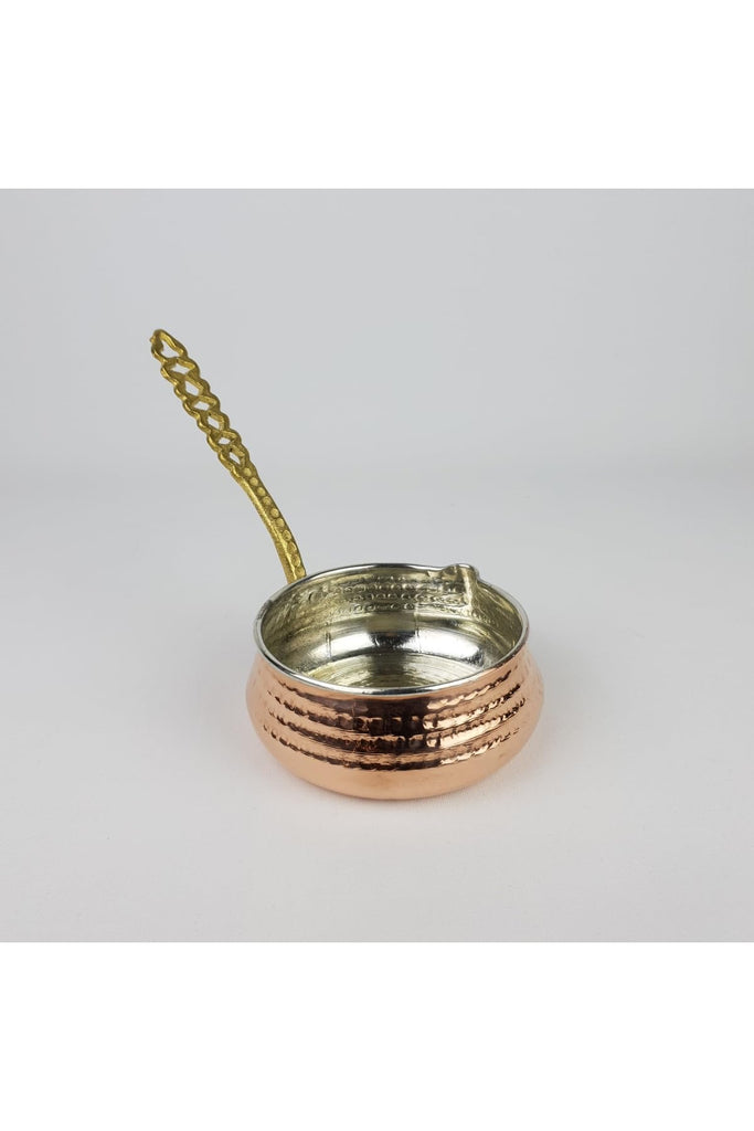 4.3 in Copper Sauce Pan - Frying Pan with Brass Handle, Tin Lined, Oven Safe, Handcrafted for Even Heat Distribution