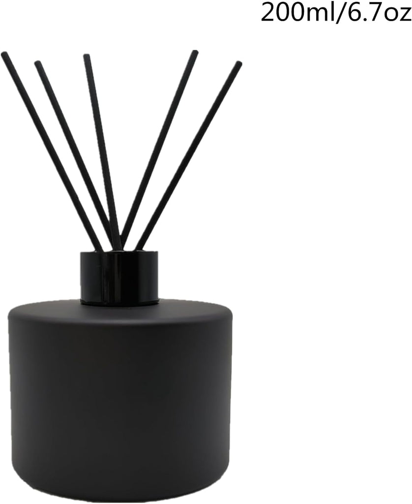 Glass Diffuser Bottles,200ml/6.7oz Essential Oil Jar,Empty Perfume Container with Black Aromatherapy Sticks Use - Set of 2