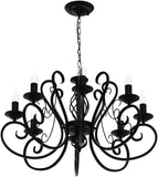 French Country Chandeliers,8 Lights Kitchen Island Candle Iron Black Chandelier,Industrial Vintage Pendant Light Fixture for Farmhouse,Dining Room,Bedroom,Foyer A109-B07VLKXLNS