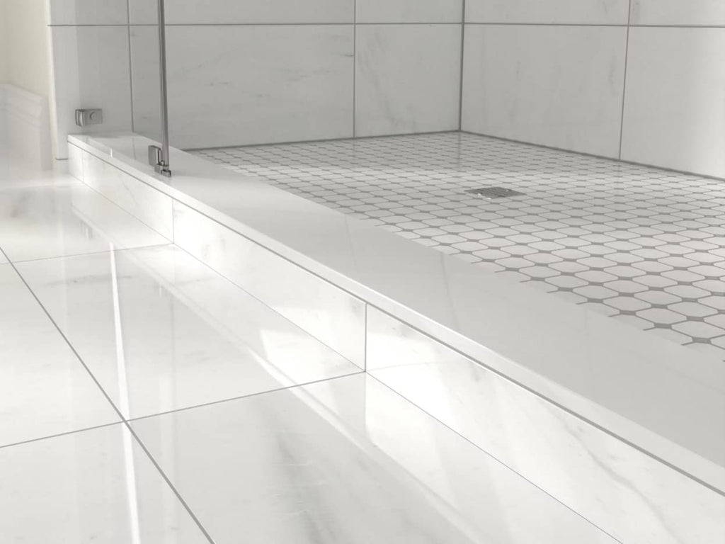 Super White Engineered Marble Threshold for Shower Curb, Bathroom Vanity Backsplash, Window Sill (5" x 60")