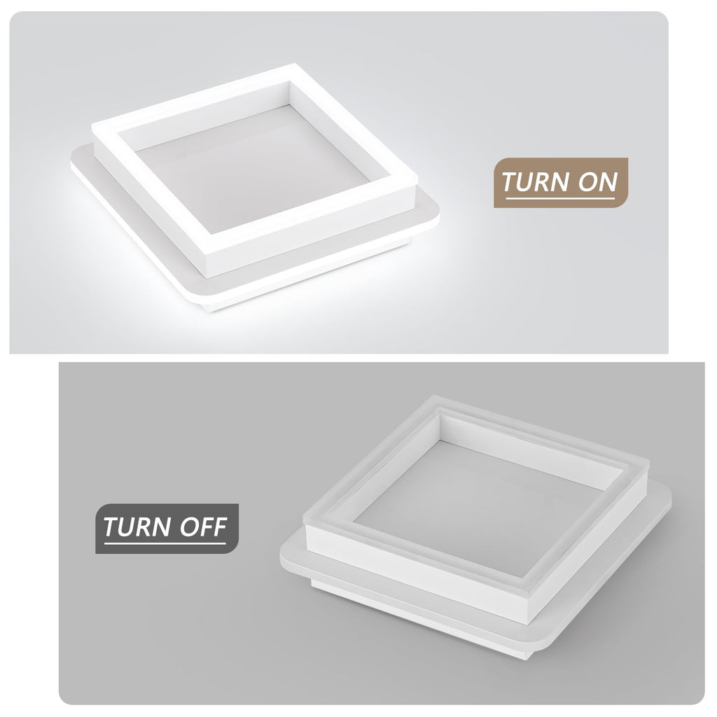 3 Packs Square Flush Mount Ceiling Light, 6000K Black Modern LED Ceiling Light Fixture, Minimalist Hallway Lighting
