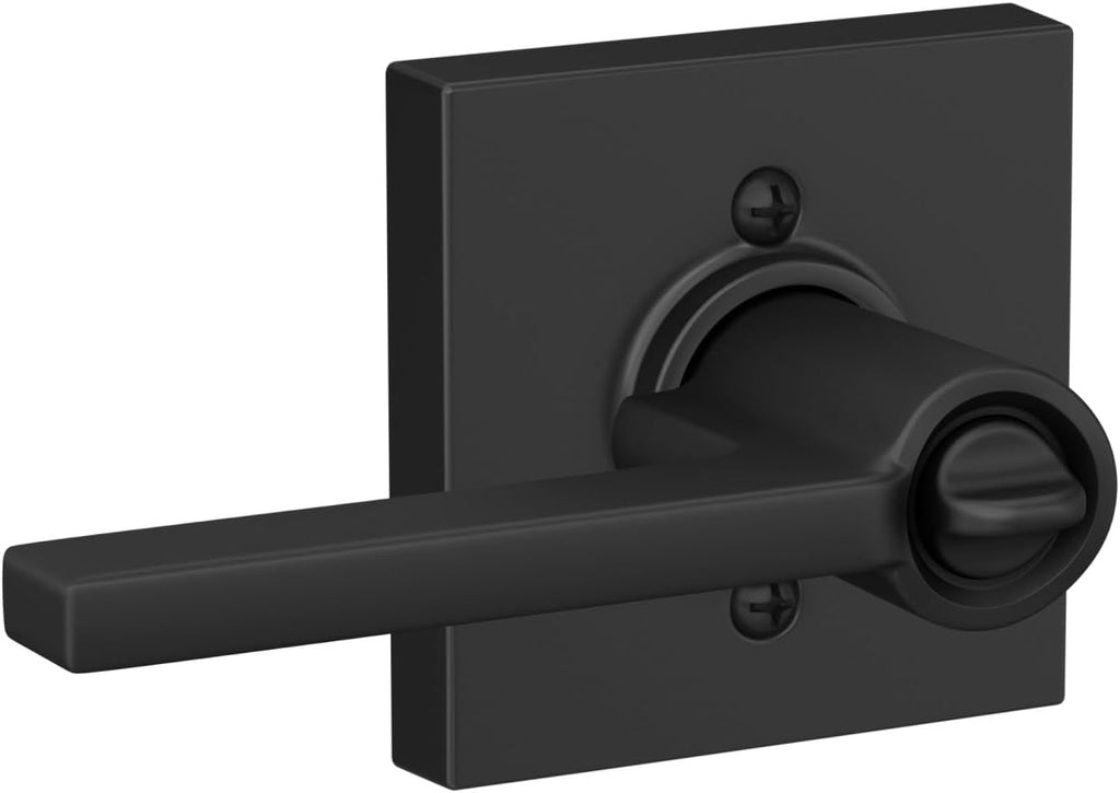 LAT 622 COL Latitude Door Lever with Collins Trim, Keyed Entry Lock, Matte Black