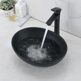 Oval Black Vessel Sink with Faucet and Drain Combo -Bokaiya 16x13 Ceramic Bathroom Sink Above Counter Vessel Oval