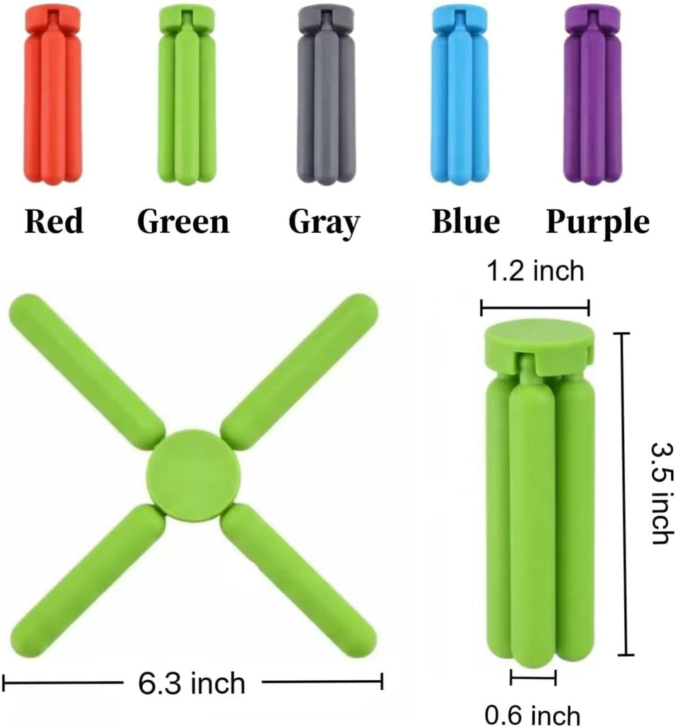 Thick Silicone Trivets for Hot Dishes Eco-Friendly Foldable Trivets for Hot Pots and Pans Folding Trivet Save - Set of 5
