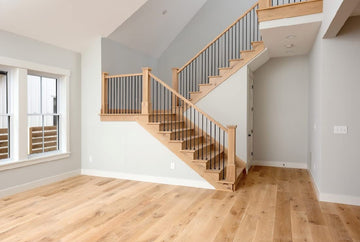 Red Oak/Poplar Modern Style Contemporary Wooden Newel Post for Interior Stair Railings (6.25" Base, Poplar)