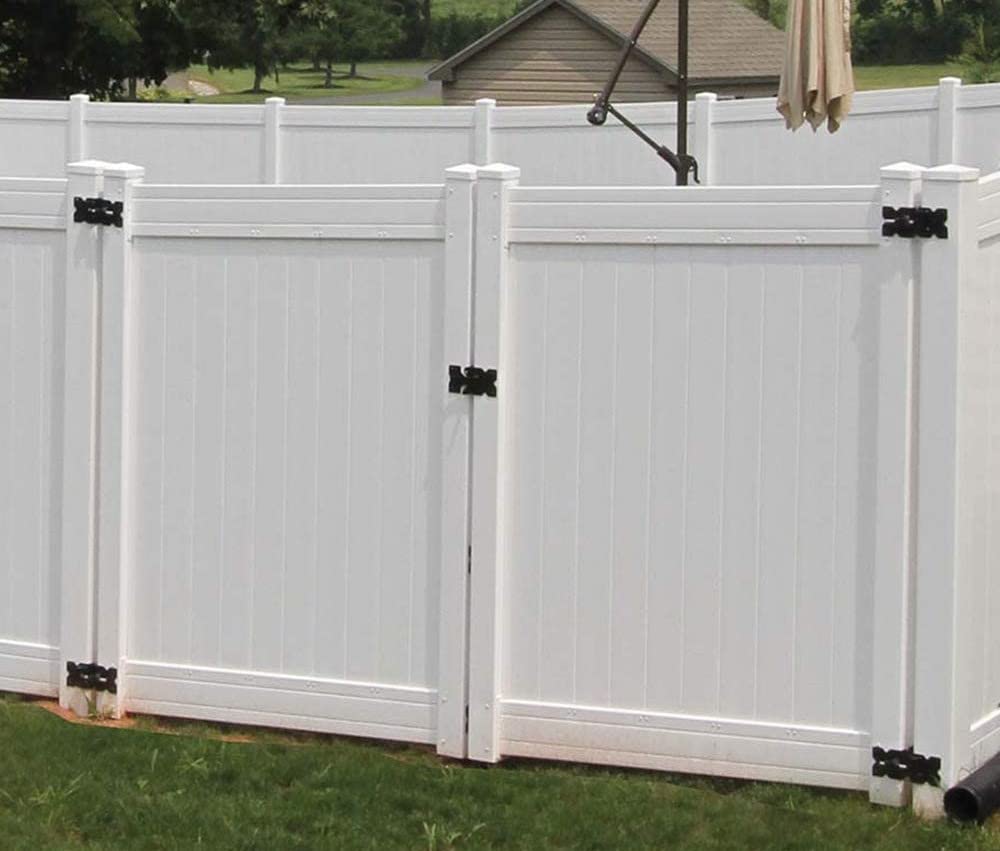 Heavy Duty Gate Hinges 2 Pack Solid Vinyl Fence Gate Closer Hinges with 22 Durable Screws, 90 Degree Tension Boerboel