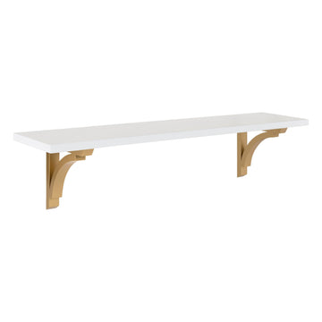Corblynd Traditional Wood Wall Shelf, 36 inches, White with Gold Corbels