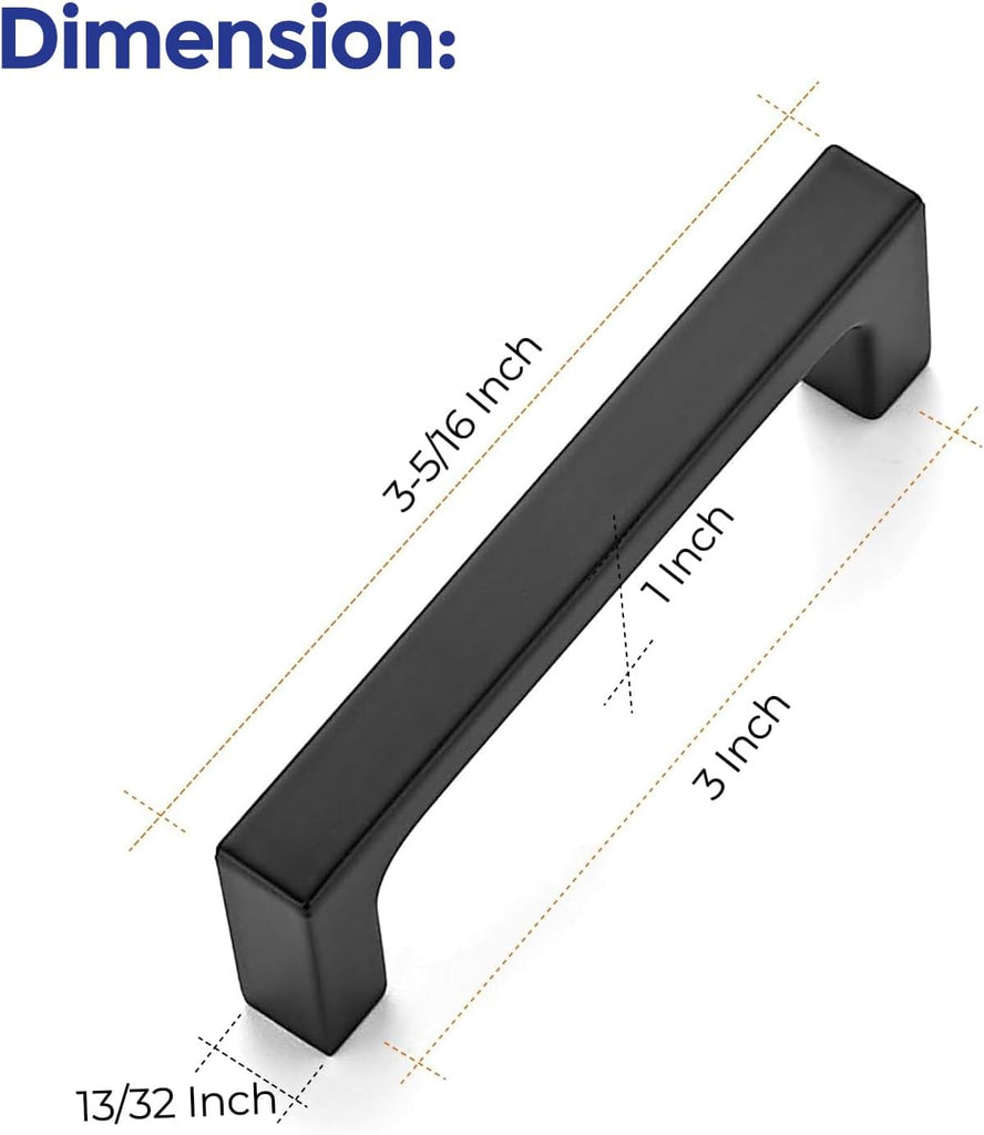 Square Cabinet Handles 10 Pack, Solid Kitchen Cabinet Pulls Drawer Pulls Kitchen Cabinet Hardware Flat Handles, 3 Inch