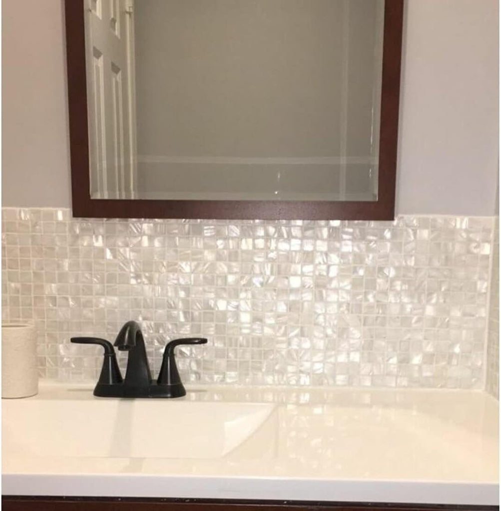 Square Seashell Mother of Pearl Mosaic Tile Kitchen Wall Spa Shower Backsplash Tile (Box of 5 Sheets)