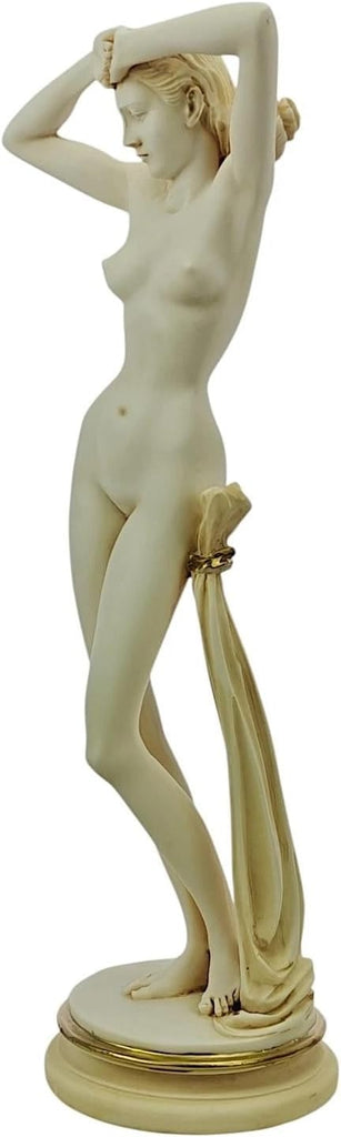 Female Classical Statue Sculpture, Greek Inspired Cast Marble Figurine 17 in, Patina Finish Art Sculpture, Handmade