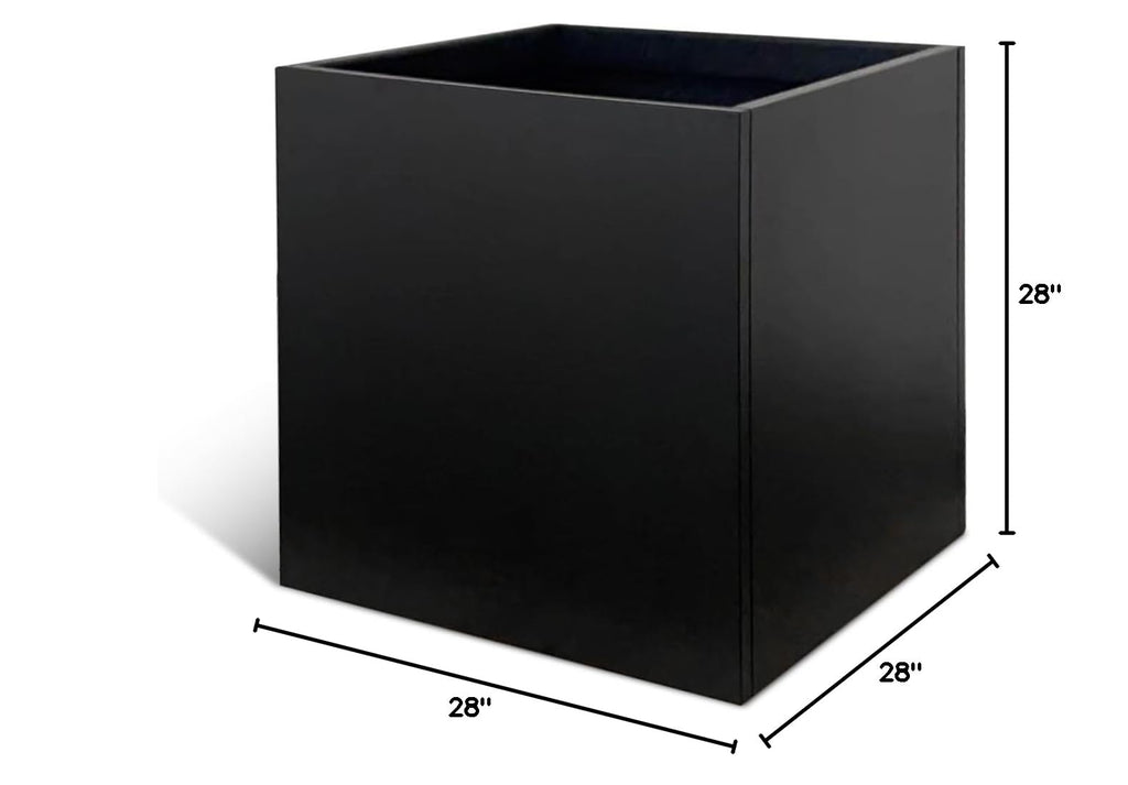 Galvanized Steel Planter Box 28 in Black Square Planters