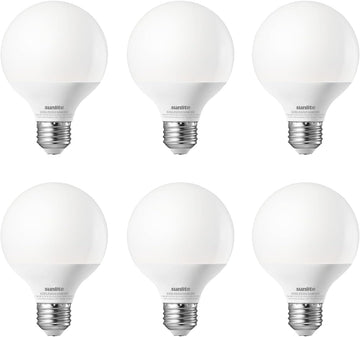 G25 Globe Light Bulbs, 6W (60W Equi.), Medium E26 Base, 500 Lmns, Dimmable Round Type G Vanity LED Bulb, Frosted, 90