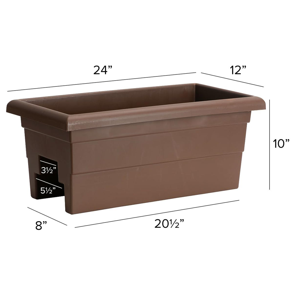 Countryside Railing Planter Box, 24 Inch, Brown