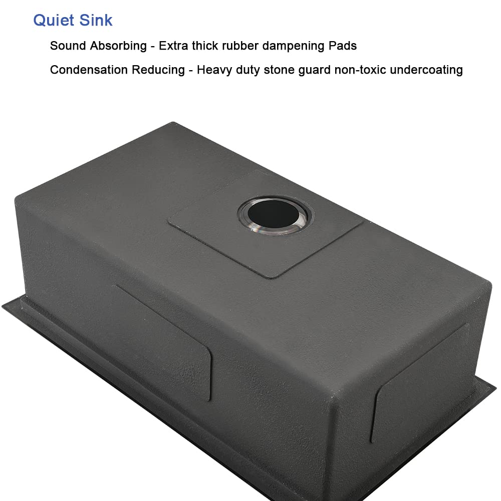 Hovheri 25x19 Black Undermount Kitchen Sink Workstation Stainless Steel