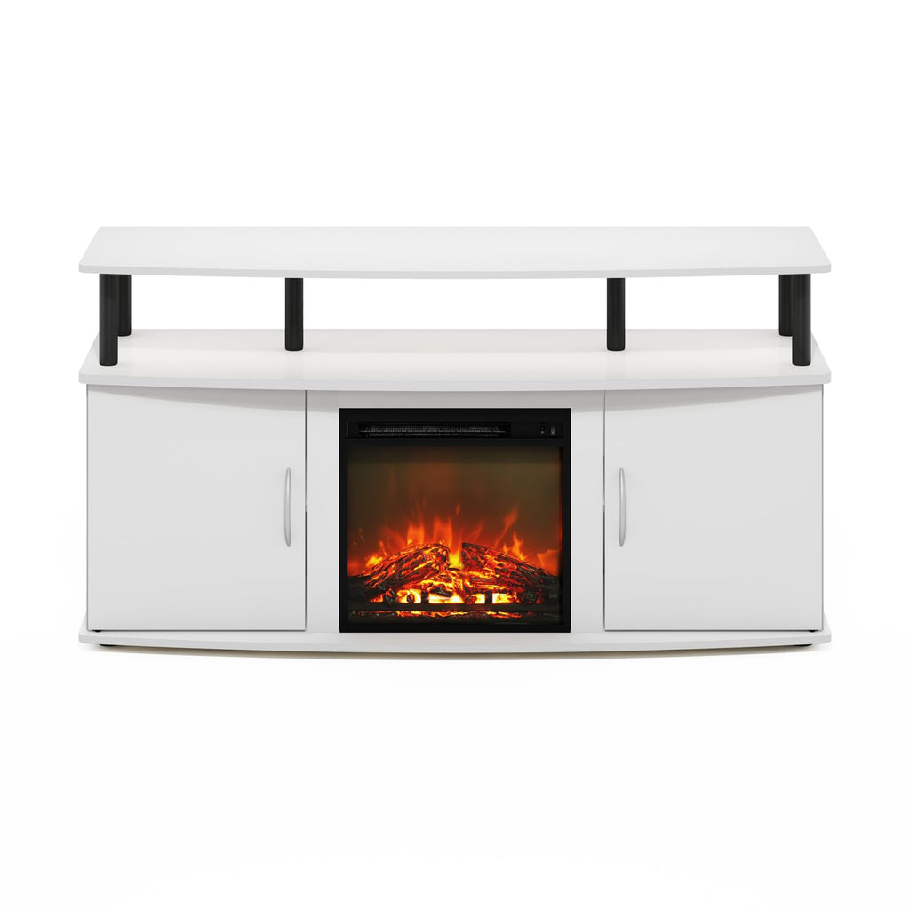 Jensen Fireplace TV Stand, Entertainment Center, TV Console for TV up to 55 Inch with Fireplace and Doors Storage